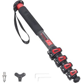 حامل فيديو احترافي من ألياف الكربون مقاس 63 بوصة/160 سم بأربعة أقسام لكاميرات الفيديو Canon Nikon GoPro DSLR DV، أقصى تحميل 22 رطل/10 كجم، GEEHOPE D260C in Kuwait