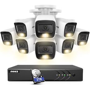 نظام كاميرا أمان ANNKE 8CH 3K مع صوت/ميكروفون، 3K Lite Surveillance AI DVR و4 x 3K 5MP 2960*1665 كاميرا CCTV مع ضوء مزدوج، اكتشاف الإنسان/المركبة، IP67، رؤية ليلية ملونة، محرك أقراص ثابتة سعة 2 تيرابايت in Kuwait