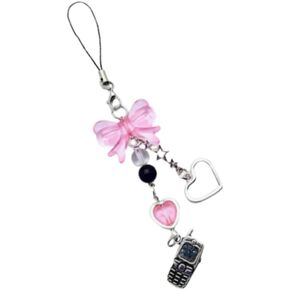 COLORFUL BLING Cute Y2K mobile phone charm aesthetic accessories Strawberry Butterfly Bear heart Cross Star Lanyard string bag Backpack purse Airpods Pendant decoration