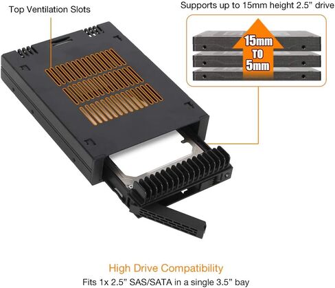 ICY DOCK 1 Bay 2.5 SAS/SATA HDD/SSD Tool-Less Enclosure for External 3.5" Bay | ExpressCage MB741SP-B in Saudi Arabia