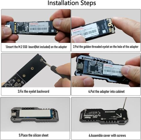 حافظة ANDYCINE Lunchbox V M.2 SSD NVME&SATA M.2 مع منفذ USB-C ورقائق RTL9210B متوافقة مع الكاميرا المختارة وأجهزة الكمبيوتر والهاتف المحمول والكمبيوتر المحمول (اللون الأحمر) in Kuwait