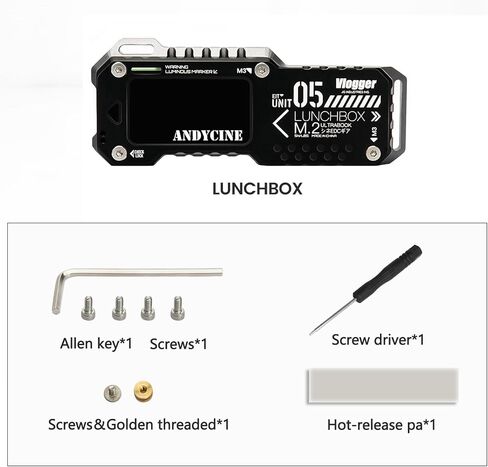 حافظة ANDYCINE Lunchbox V M.2 SSD NVME&SATA M.2 مع منفذ USB-C ورقائق RTL9210B متوافقة مع الكاميرا المختارة وأجهزة الكمبيوتر والهاتف المحمول والكمبيوتر المحمول (اللون الأحمر) in Kuwait
