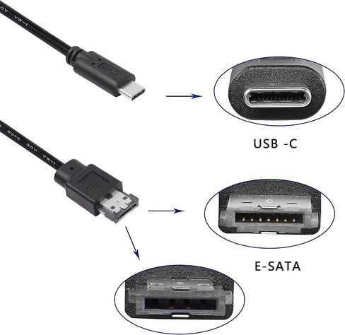 XMSJSIY USB إلى eSATA كابل محول 5 جيجابت في الثانية USB 3.0 إلى كابل محول eSATA للطاقة 5 فولت لأجهزة الكمبيوتر المحمول HDD/SSD/ODD - 3 قدم/1 متر in Kuwait