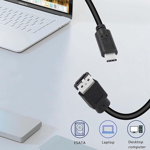XMSJSIY USB إلى eSATA كابل محول 5 جيجابت في الثانية USB 3.0 إلى كابل محول eSATA للطاقة 5 فولت لأجهزة الكمبيوتر المحمول HDD/SSD/ODD - 3 قدم/1 متر in Kuwait