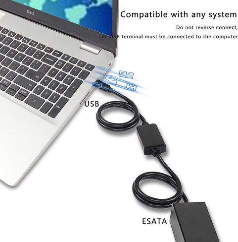 XMSJSIY USB إلى eSATA كابل محول 5 جيجابت في الثانية USB 3.0 إلى كابل محول eSATA للطاقة 5 فولت لأجهزة الكمبيوتر المحمول HDD/SSD/ODD - 3 قدم/1 متر in Kuwait