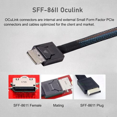 محول Cablecc Oculink SFF-8612 SFF-8611 إلى PCIE PCI-Express 16x 4X مع منفذ طاقة SATA لبطاقة رسومات اللوحة الرئيسية in Kuwait