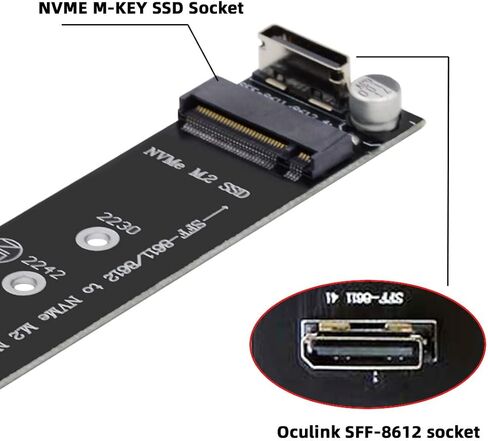 محول Cablecc Oculink SFF-8612 SFF-8611 إلى PCIE PCI-Express 16x 4X مع منفذ طاقة SATA لبطاقة رسومات اللوحة الرئيسية in Kuwait