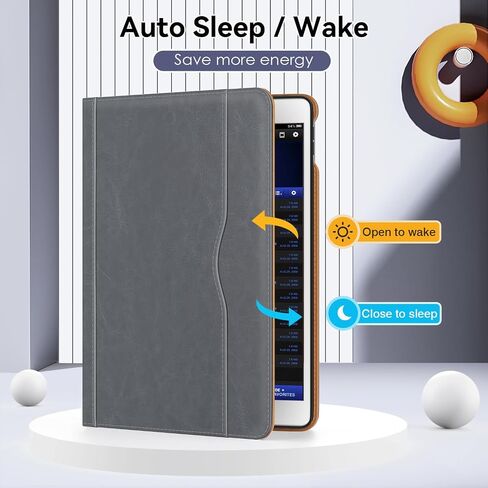 حافظة OKP لجهاز iPad الجيل التاسع 2021 / الجيل الثامن 2020/ الجيل السابع 2019 مقاس 10.2 بوصة مع غطاء حامل من جلد البولي يوريثان متعدد الزوايا مع حامل قلم رصاص وجيب، خاصية النوم/الاستيقاظ التلقائي، أسود + بني in Kuwait