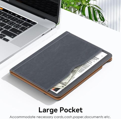 حافظة OKP لجهاز iPad الجيل التاسع 2021 / الجيل الثامن 2020/ الجيل السابع 2019 مقاس 10.2 بوصة مع غطاء حامل من جلد البولي يوريثان متعدد الزوايا مع حامل قلم رصاص وجيب، خاصية النوم/الاستيقاظ التلقائي، أسود + بني in Kuwait