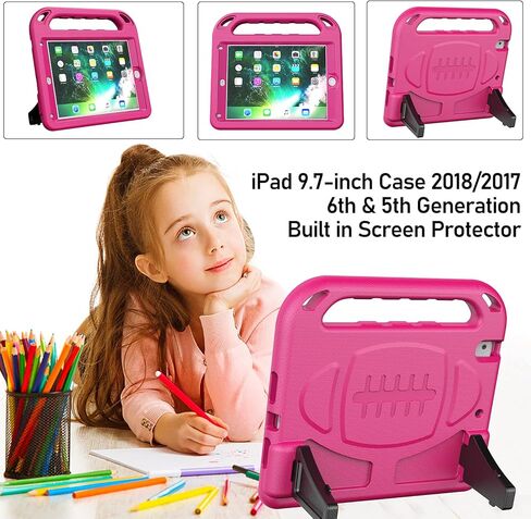 حافظة LTROP للأطفال لجهاز iPad الجيل السادس/الخامس (2018/2017)، حافظة iPad 9.7 بوصة، حافظة iPad Air 2 للأطفال، واقي شاشة مدمج، حافظة بمقبض مقاوم للصدمات لجهاز iPad 9.7 الجيل السادس/الخامس/Air 2، أزرق in Kuwait