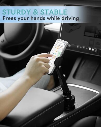حامل أكواب السيارة من SEVEN SPARTA مع حامل هاتف قابل للتعديل، حامل هاتف خلوي ثابت متوافق مع iPhone Samsung Pixel وجميع الهواتف الذكية والحافظة السميكة in Kuwait