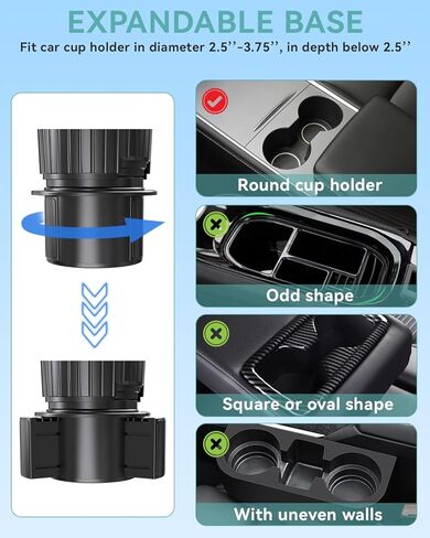 حامل أكواب السيارة من SEVEN SPARTA مع حامل هاتف قابل للتعديل، حامل هاتف خلوي ثابت متوافق مع iPhone Samsung Pixel وجميع الهواتف الذكية والحافظة السميكة in Kuwait