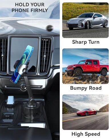 حامل أكواب السيارة من SEVEN SPARTA مع حامل هاتف قابل للتعديل، حامل هاتف خلوي ثابت متوافق مع iPhone Samsung Pixel وجميع الهواتف الذكية والحافظة السميكة in Kuwait