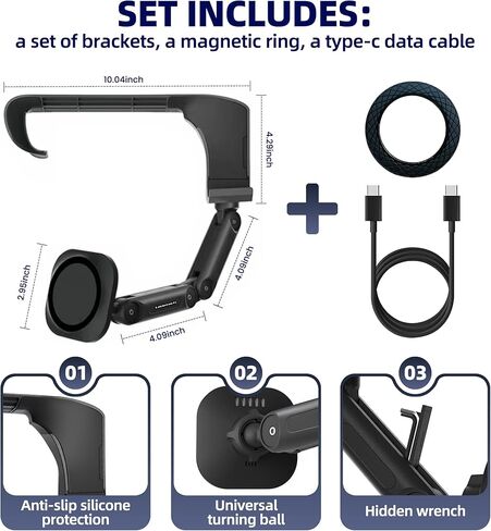 حامل هاتف AmaCielo Tesla للطراز 3/Y ذراعين 360 درجة حامل شاحن سيارة لاسلكي مغناطيسي قابل للتعديل، شحن سريع 15 وات مغناطيسي قوي متوافق مع حافظة MagSafe وiPhone 12/13/14 in Kuwait
