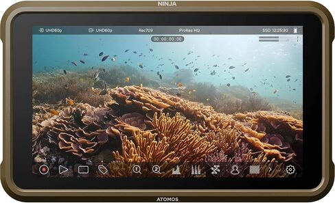 شاشة تسجيل نينجا في 5 انش تعمل باللمس من اتوموس، 1980×1080، مدخل HDMI 4K - حزمة مع مجموعة طاقة اتوموس، قماش مايكروفايبر in Kuwait