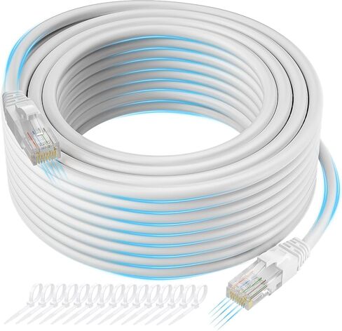 Cat 6 Ethernet Cable 200 FT, Snagless Cat6 RJ45 Patch Cord, 10Gbps, Black in Saudi Arabia