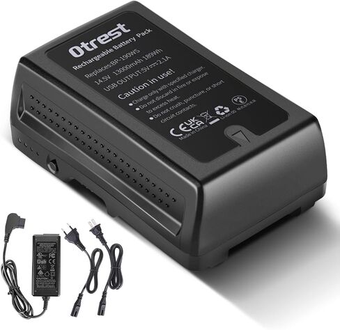 بطارية OTREST 13200 مللي أمبير على شكل V، BP-190WS 14.8 فولت 190 وات في الساعة بطارية ليثيوم أيون قابلة لإعادة الشحن مع شاحن مخرج D Tap وكابل لإضاءة LED لبث الفيديو متوافق مع كاميرا فيديو Sony BMPCC in Kuwait