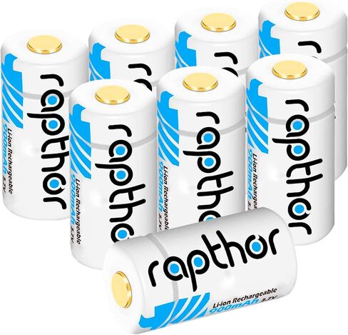 بطاريات ليثيوم Rapthor 123A 900 مللي أمبير في الساعة 8 عبوات، متوافقة مع كاميرات Arlo اللاسلكية والمصابيح الكاشفة ونظام إنذار المستشعرات الذكية (550 دورة) in Kuwait