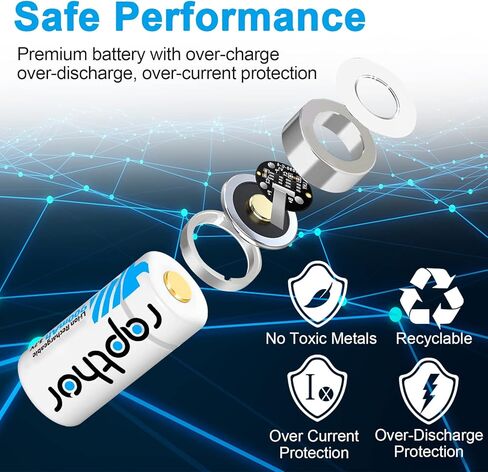 بطاريات ليثيوم Rapthor 123A 900 مللي أمبير في الساعة 8 عبوات، متوافقة مع كاميرات Arlo اللاسلكية والمصابيح الكاشفة ونظام إنذار المستشعرات الذكية (550 دورة) in Kuwait