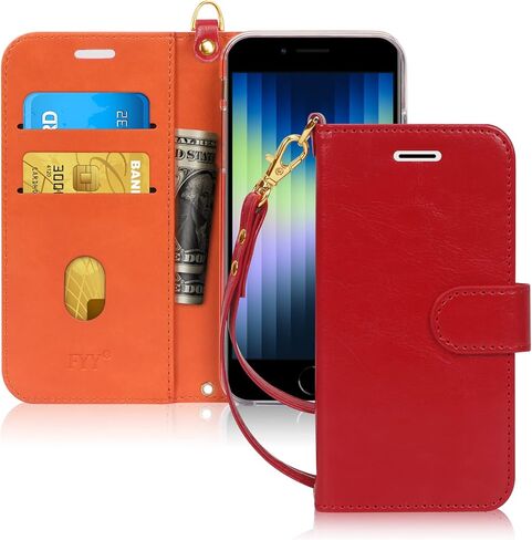 FYY Designed for iPhone SE Case 2022 (3rd Gen) / 2020 (2nd Gen) / 7 / 8 , Luxury PU Leather Wallet Phone Case with Card Holder Flip Kickstand Cover Rose Gold in Kuwait