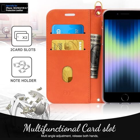 FYY Designed for iPhone SE Case 2022 (3rd Gen) / 2020 (2nd Gen) / 7 / 8 , Luxury PU Leather Wallet Phone Case with Card Holder Flip Kickstand Cover Rose Gold in Kuwait