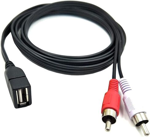 كيبل محول مركب USB 2.0 ايه انثى الى 2 ار سي ايه ذكر مزدوج على شكل حرف Y من هالوكني - 5 قدم (USB F/2RCA M) in Kuwait