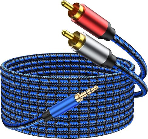 NC XQIN RCA to 3.5mm, 3.5mm to RCA Cable 50 ft RCA to Aux HiFi Sound 3.5mm to RCA Audio Cable Nylon Braided Aux to RCA Cord for Smartphones, MP3, Tablets, Speakers, HDTV in Kuwait