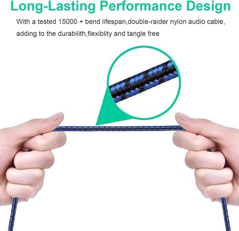 NC XQIN RCA to 3.5mm, 3.5mm to RCA Cable 50 ft RCA to Aux HiFi Sound 3.5mm to RCA Audio Cable Nylon Braided Aux to RCA Cord for Smartphones, MP3, Tablets, Speakers, HDTV in Kuwait