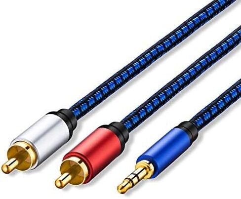 NC XQIN RCA to 3.5mm, 3.5mm to RCA Cable 50 ft RCA to Aux HiFi Sound 3.5mm to RCA Audio Cable Nylon Braided Aux to RCA Cord for Smartphones, MP3, Tablets, Speakers, HDTV in Kuwait