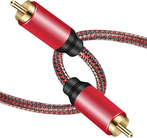 كابل صوت محوري رقمي بطول 3 أقدام، 1RCA ذكر إلى 1RCA ذكر كابل مضخم صوت من النايلون مضفر RCA كابل فيديو لمضخم الصوت، المسرح المنزلي، HDTV، أنظمة هاي فاي (3 أقدام) in Kuwait
