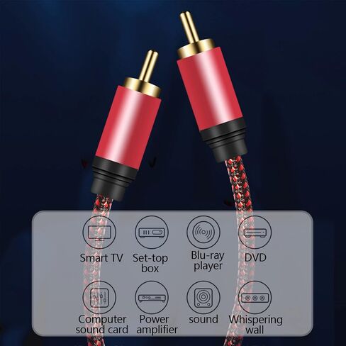 كابل صوت محوري رقمي بطول 3 أقدام، 1RCA ذكر إلى 1RCA ذكر كابل مضخم صوت من النايلون مضفر RCA كابل فيديو لمضخم الصوت، المسرح المنزلي، HDTV، أنظمة هاي فاي (3 أقدام) in Kuwait