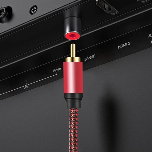 كابل صوت محوري رقمي بطول 3 أقدام، 1RCA ذكر إلى 1RCA ذكر كابل مضخم صوت من النايلون مضفر RCA كابل فيديو لمضخم الصوت، المسرح المنزلي، HDTV، أنظمة هاي فاي (3 أقدام) in Kuwait