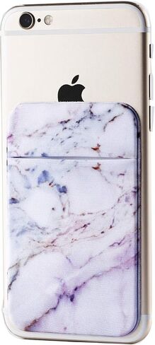 2Pack Marble Adhesive Phone Pocket,Cell Phone Stick On Card Wallet Sleeve,Credit Cards/ID Card Holder(Double Secure) with Sticker for Back of iPhone,Android and All Smartphones-Black&Purple Marble in Kuwait