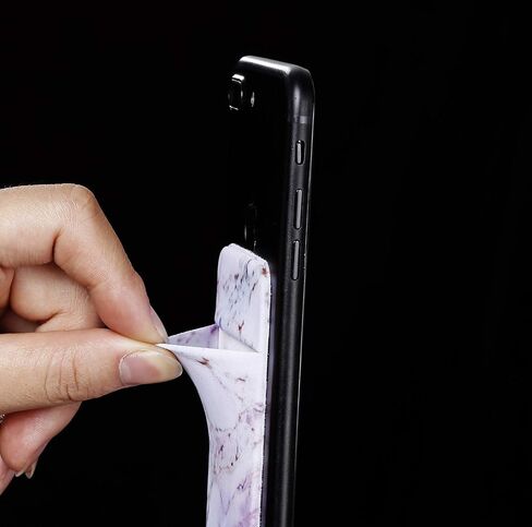2Pack Marble Adhesive Phone Pocket,Cell Phone Stick On Card Wallet Sleeve,Credit Cards/ID Card Holder(Double Secure) with Sticker for Back of iPhone,Android and All Smartphones-Black&Purple Marble in Kuwait