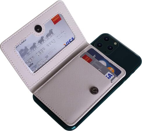 ID Card Holder for Back of Phone Leather Phone Wallet Stick On with Stand Flip Waterproof Leather Adhesive Wallet for Most Cellphones (Black) in Kuwait