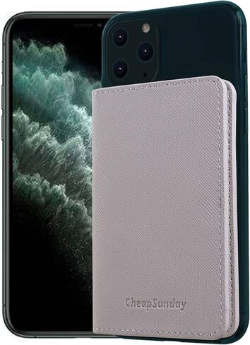 ID Card Holder for Back of Phone Leather Phone Wallet Stick On with Stand Flip Waterproof Leather Adhesive Wallet for Most Cellphones (Black) in Kuwait