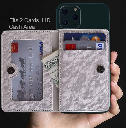 ID Card Holder for Back of Phone Leather Phone Wallet Stick On with Stand Flip Waterproof Leather Adhesive Wallet for Most Cellphones (Black) in Kuwait
