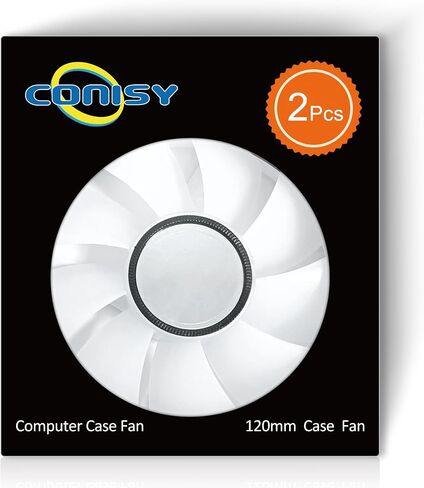 مروحة حافظة من سلسلة Conisy RGB LED مقاس 120 مم لحافظة الكمبيوتر، مروحة تبريد فريدة من نوعها فائقة الهدوء وطويلة العمر لألعاب الكمبيوتر - ملونة (عبوة من قطعتين) in Kuwait
