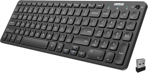 Arteck 2.4G Wireless Keyboard Ultra Slim Full Size Keyboard with Numeric Keypad and Media Hotkey for Computer/Desktop/PC/Laptop/Surface/Smart TV and Windows 10/8/ 7 Built-in Rechargeable Battery in Saudi Arabia