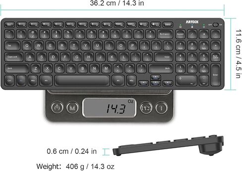 Arteck 2.4G Wireless Keyboard Ultra Slim Full Size Keyboard with Numeric Keypad and Media Hotkey for Computer/Desktop/PC/Laptop/Surface/Smart TV and Windows 10/8/ 7 Built-in Rechargeable Battery in Saudi Arabia