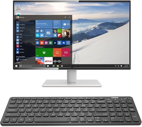 Arteck 2.4G Wireless Keyboard Ultra Slim Full Size Keyboard with Numeric Keypad and Media Hotkey for Computer/Desktop/PC/Laptop/Surface/Smart TV and Windows 10/8/ 7 Built-in Rechargeable Battery in Saudi Arabia