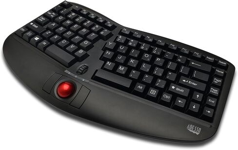 Adesso WKB-3150UB - Wireless Ergonomic Keyboard with Built-in Removable Trackball and Scroll Wheel, Split Key, Long Battery Life, Small and Portable -Compatible for Laptop/Desktop/PC/Windows XP/7/8/10 in Saudi Arabia