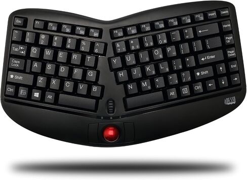 Adesso WKB-3150UB - Wireless Ergonomic Keyboard with Built-in Removable Trackball and Scroll Wheel, Split Key, Long Battery Life, Small and Portable -Compatible for Laptop/Desktop/PC/Windows XP/7/8/10 in Saudi Arabia