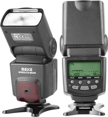 Meike MK430 TTL LCD Flash Speedlite متوافق مع كاميرا Canon DSLR EOS 70D 77D 80D Rebel T7i T6i T6s T6 T5i T5 T4i T3i SL2 ومع حامل الحذاء الساخن القياسي in Saudi Arabia