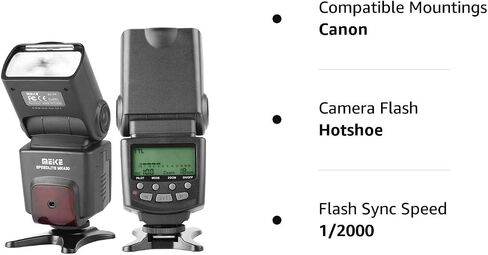Meike MK430 TTL LCD Flash Speedlite متوافق مع كاميرا Canon DSLR EOS 70D 77D 80D Rebel T7i T6i T6s T6 T5i T5 T4i T3i SL2 ومع حامل الحذاء الساخن القياسي in Saudi Arabia