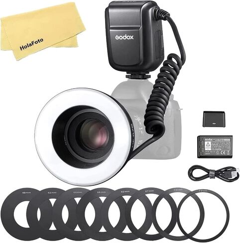 فلاش حلقة صغيرة LED Godox MF-R76 مع بطارية ليثيوم أيون 2600 مللي أمبير في الساعة وحلقات محول شاشة LCD لكاميرا Canon Sony Nikon Fuji Olympus Panasonic Pentax Flash Speedlight Speedlite Light in Saudi Arabia