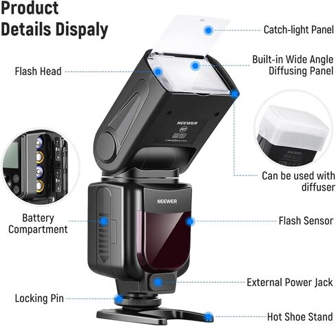 NEEWER NW635 TTL GN58 فلاش كاميرا Speedlite متوافق مع كاميرات Sony MI Hot Shoe عديمة المرآة A9 A7RIV/III/II A7III/II A7SII A6600 A6500 A6400 A6300 A6000 A99II A77II RX10II/III/IV in Kuwait