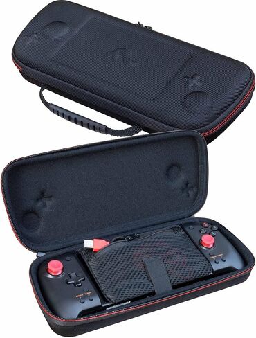 حقيبة مفاتيح كبيرة للغاية لنظام ألعاب نينتندو سويتش، تناسب لوحة هوري سبليت برو أو وحدة تحكم نينتندو برو، محول تيار متردد لشاحن الحائط 8 حوامل بطاقات ألعاب - أحمر/أسود in Kuwait