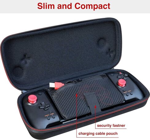 حقيبة مفاتيح كبيرة للغاية لنظام ألعاب نينتندو سويتش، تناسب لوحة هوري سبليت برو أو وحدة تحكم نينتندو برو، محول تيار متردد لشاحن الحائط 8 حوامل بطاقات ألعاب - أحمر/أسود in Kuwait