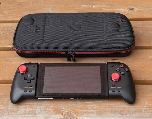 حقيبة مفاتيح كبيرة للغاية لنظام ألعاب نينتندو سويتش، تناسب لوحة هوري سبليت برو أو وحدة تحكم نينتندو برو، محول تيار متردد لشاحن الحائط 8 حوامل بطاقات ألعاب - أحمر/أسود in Kuwait